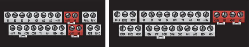 TEC Tdi20 control terminal layout up to 2.2kW