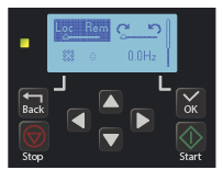 ACS180 keypad local and remote control selection screen