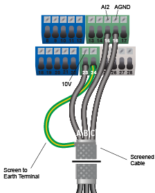 Wiring diagram showing potentiometer connections to the ACS180