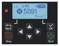 ACS180 keypad showing STO fault indication