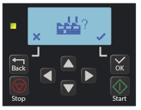 ACS180 keypad factory reset confirmation screen