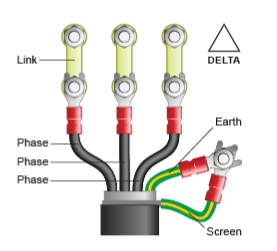 Motor terminal connection in Delta