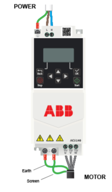 ABB ACS180 single-phase wiring connection diagram