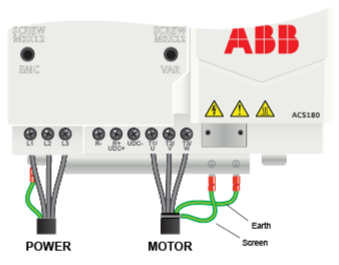 ABB ACS180 three-phase wiring connection diagram for size R4