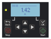 ACS180 keypad parameter 99.06 value changed to 1.42A
