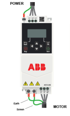 ABB ACS180 three-phase wiring connection diagram for size R0