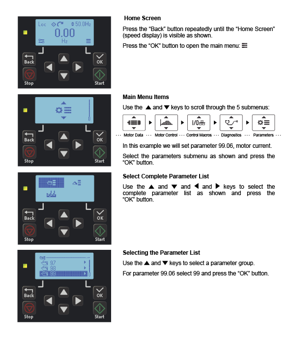 Drop down instructions on how to reset the ACS180 parameter values to factory default values part 1