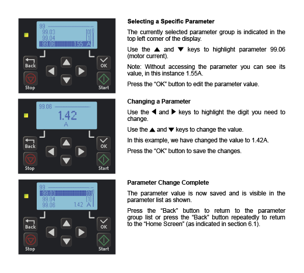 Drop down instructions on how to reset the ACS180 parameter values to factory default values part 2