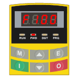 AC10 keypad showing parameter group F100