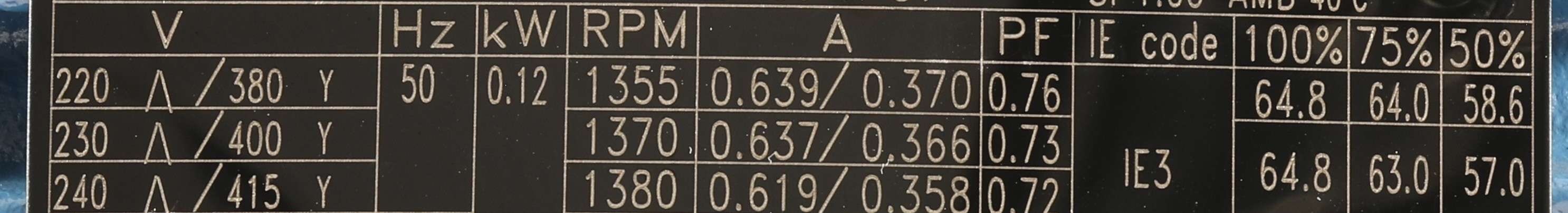 Close-up of WEG motor nameplate showing the key voltage and connection details
