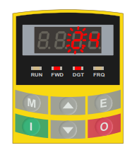 AC10 keypad showing motor current value 2.4
